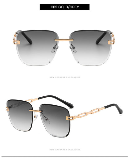 Frameless Trimmed Square Sunglasses – Stylish Gradient Lens Shades with UV Protection