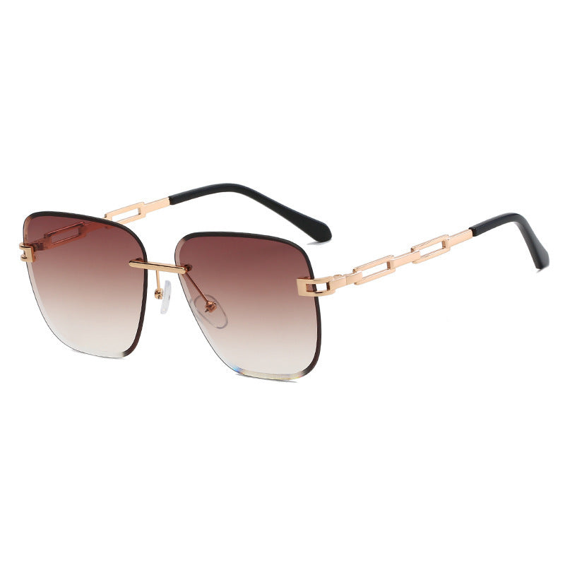 Frameless Trimmed Square Sunglasses – Stylish Gradient Lens Shades with UV Protection